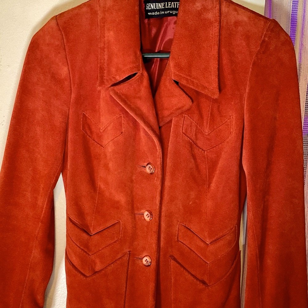Vintage Suede Leather Coat Made in Uruguay…. Sz 5-6
